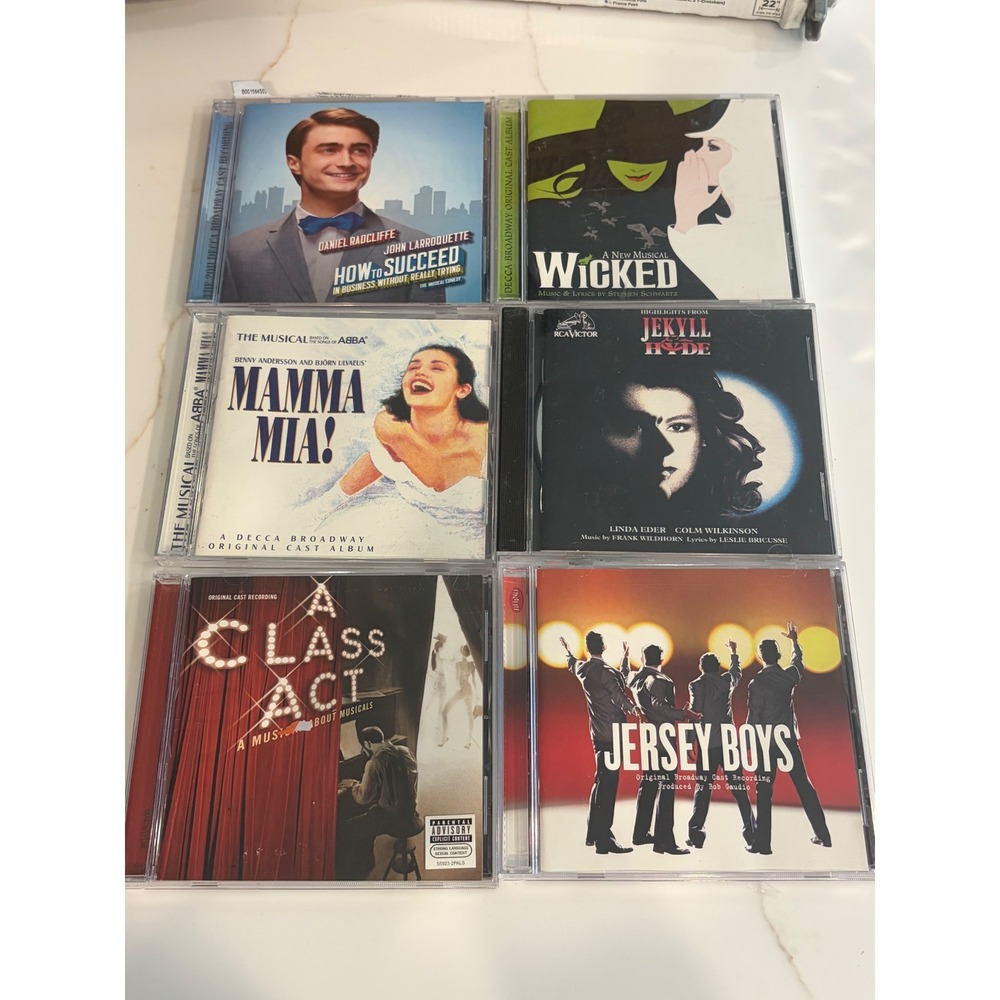 Broadway Musical Cast Recording CD Lot (6) Wicked Mamma Mia Jersey Boys etc…